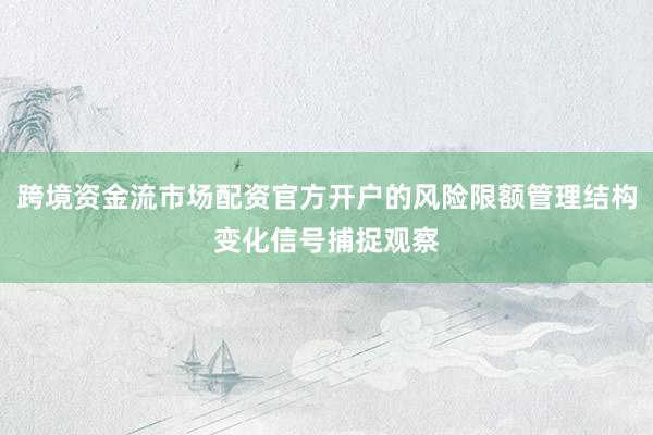 跨境資金流市場(chǎng)配資官方開(kāi)戶(hù)的風(fēng)險(xiǎn)限額管理結(jié)構(gòu)變化信號(hào)捕捉觀(guān)察